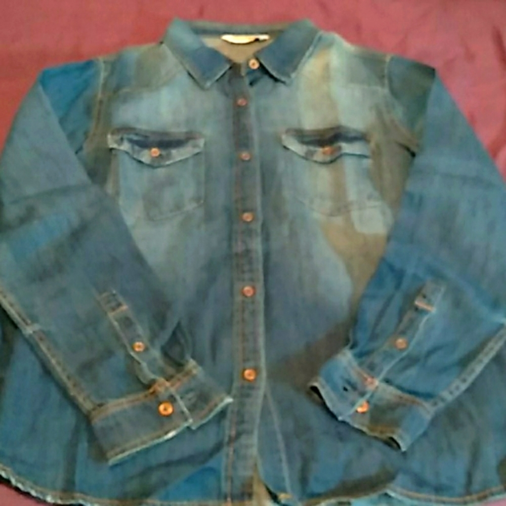 Rainbow shop button down denim shirt size L